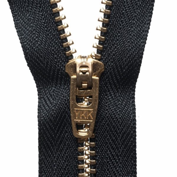 YKK Brass Jeans Zips - 15cm/6in - Black 1