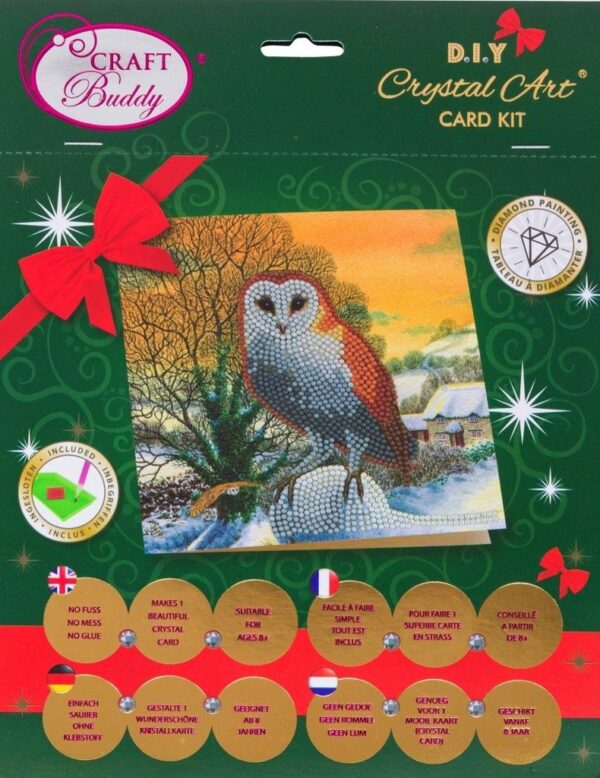 DIY Crystal Art Kits - Card Kit 18x18cm - Winter Owl 3