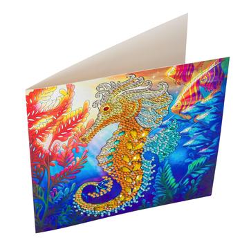DIY Crystal Art Kits - Card Kit 18x18cm - Seahorse 2