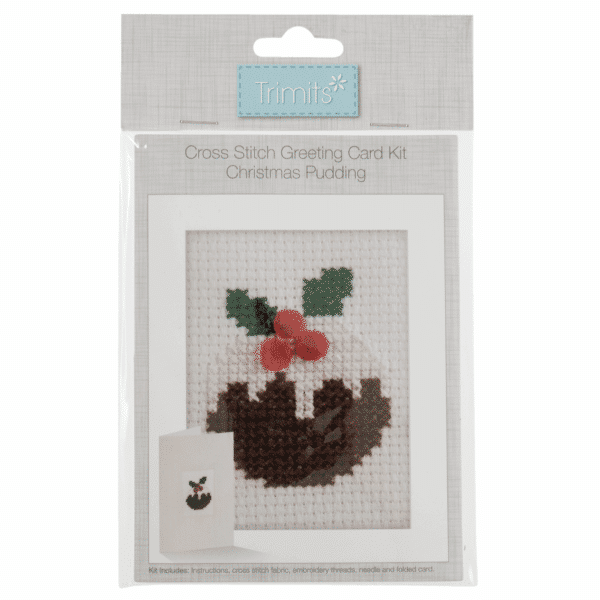 Trimits - Cross Stitch Greeting Card Kit - Christmas Pudding 1