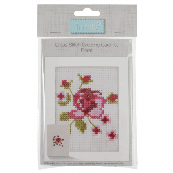 Trimits - Cross Stitch Greeting Card Kit - Rose 1