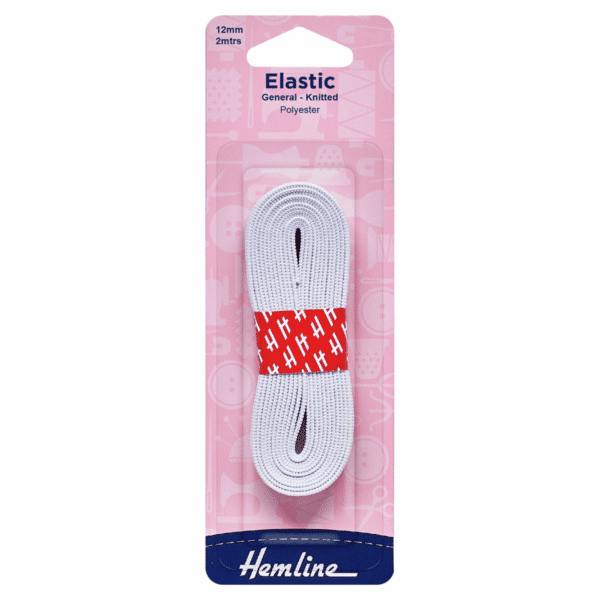 Hemline - Knitted Elastic - White - 12mm x 2m 1