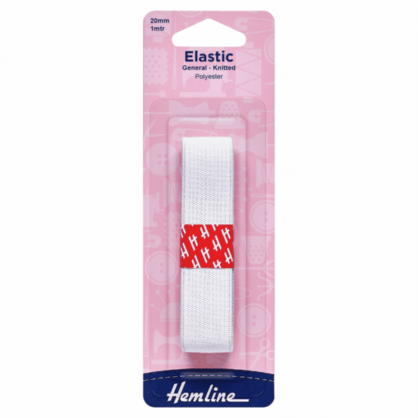 Hemline - Knitted Elastic - White - 20mm x 1m 1