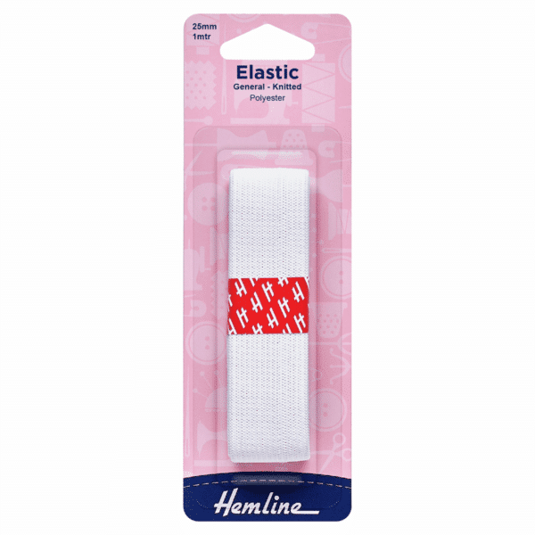 Hemline - Knitted Elastic - White - 25mm x 1m 1