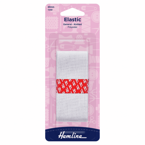 Hemline - Knitted Elastic - White - 40mm x 1m 1