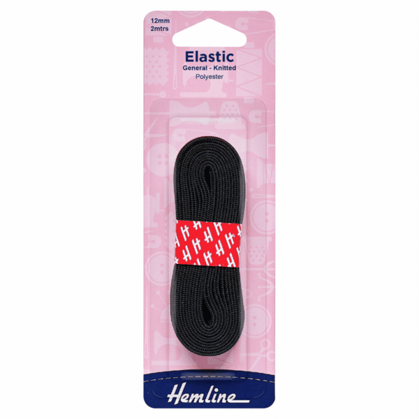 Hemline - Knitted Elastic - Black - 12mm x 2m 1