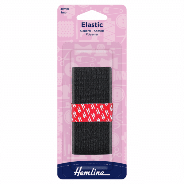 Hemline - Knitted Elastic - Black - 40mm x 1m 1