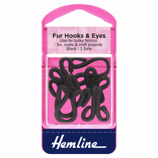 Hemline - Fur Hook & Eyes - Black 1
