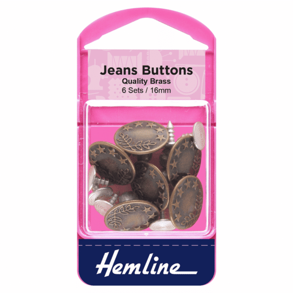 Hemline - Jean Buttons - 16mm 1