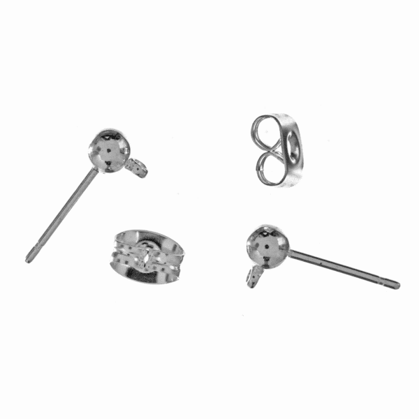 Trimits - Ear Posts - Stud & Ring with Scroll - Silver 1