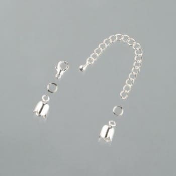 Efco - Tulip End Caps with Chain - 6mm - Silver Plated 1