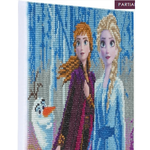 DIY Crystal Art Kits - Disney Framed Canvas 30x30cm - Elsa, Anna & Olaf 2