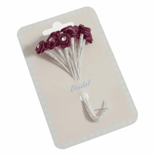 Occasions - Ribbon Roses - Diamante Burgundy - 13mm 1