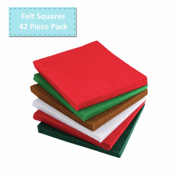 Felt Squares Pack of 42 Christmas Colours 15x15cm 2