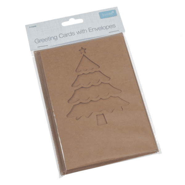 Kraft Cards with Envelopes - Christmas Tree Design 1