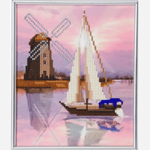 DIY Crystal Art Kits - Picture Frame Kit - Boat & Windmill 1