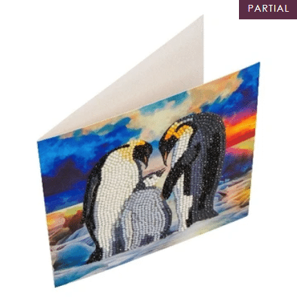 DIY Crystal Art Kits - Card Kit 18x18cm - Penguin Family 3