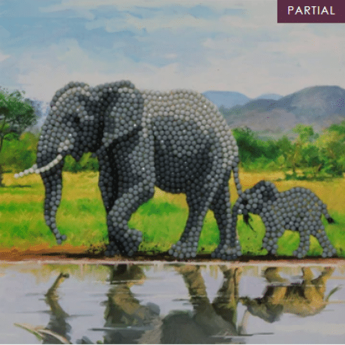 DIY Crystal Art Kits - Card Kit 18x18cm - Elephants 1