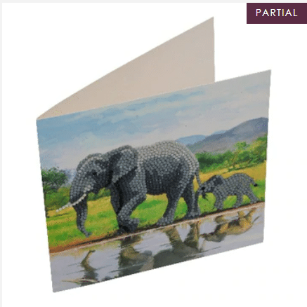 DIY Crystal Art Kits - Card Kit 18x18cm - Elephants 3