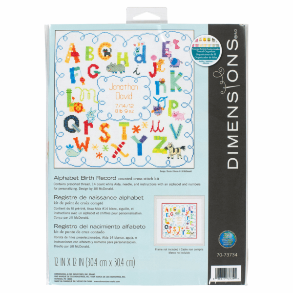 Dimensions - Counted Cross Stitch Kit - Birth Record - Alphabet 2