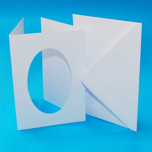 C6 White Double Fold Oval Aperture Cards & Envelopes – 10 pack 1