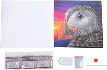 DIY Crystal Art Kits - Card Kit 18x18cm - Puffin 6