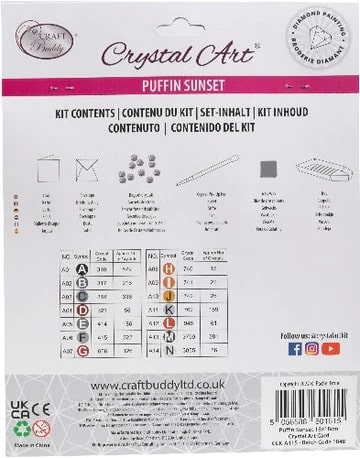 DIY Crystal Art Kits - Card Kit 18x18cm - Puffin 4