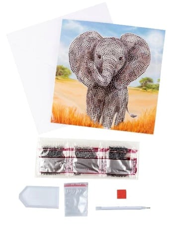 DIY Crystal Art Kits - Card Kit 18x18cm - Baby Elephant 4