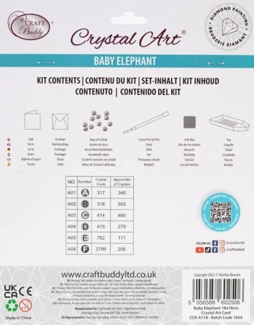 DIY Crystal Art Kits - Card Kit 18x18cm - Baby Elephant 6